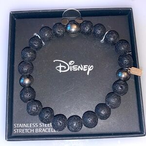 Disney's Men's Mickey Mouse Black Lava Stone Stretch Bracelet